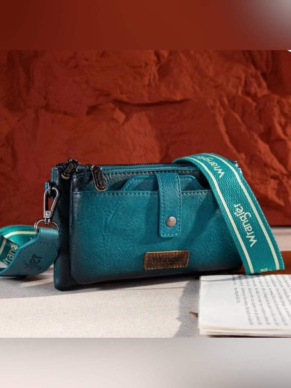Wrangler Crossbody Wallet Purses Multi-function Card Holder Purse Double zippers
